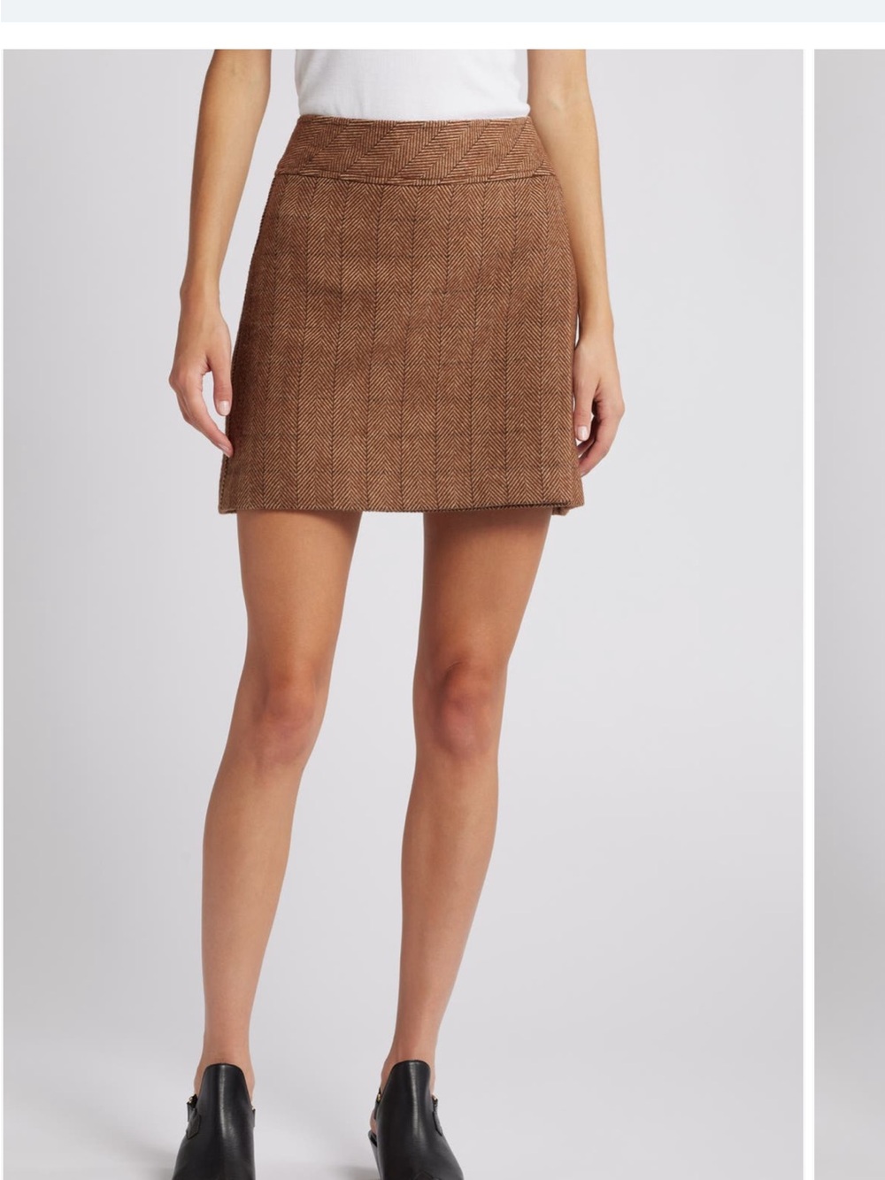 Women's Brown Tweed Mini Skirt